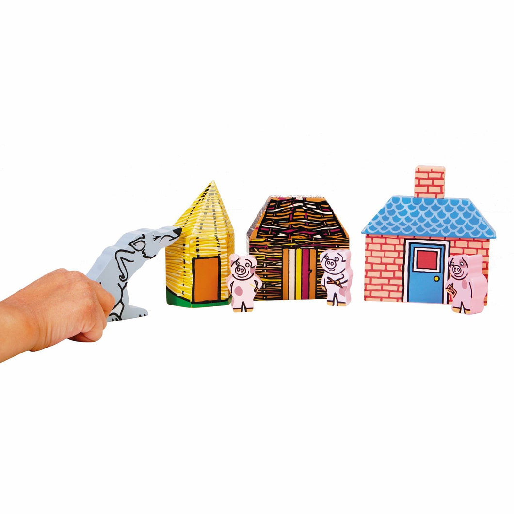 The Three Little Pigs Wooden Characters
