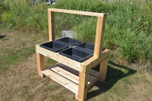 Load image into Gallery viewer, Wooden 4-bin social distancing sensory table.
