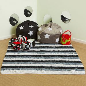 Black and White Cosy World Carpet L195 x W136cm