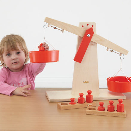 Wooden Tabletop Scales with 8 Weights