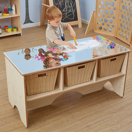 Toddler Mirror Activity Table With Shelves
