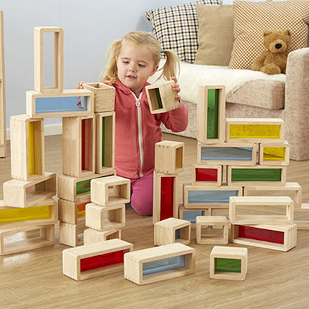 Rainbow Wooden Building Bricks 36pcs