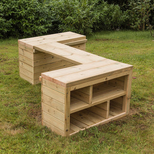 Outdoor Wooden Movable Multi Tables Unit