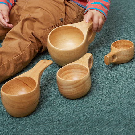 Assorted Sizes Wooden Cup Collection