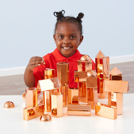 Rose Gold Metallic 3D Shapes