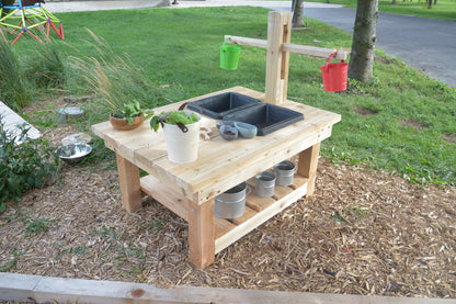 Large Explorer Table with Weigh Scale Made from North American Cedar