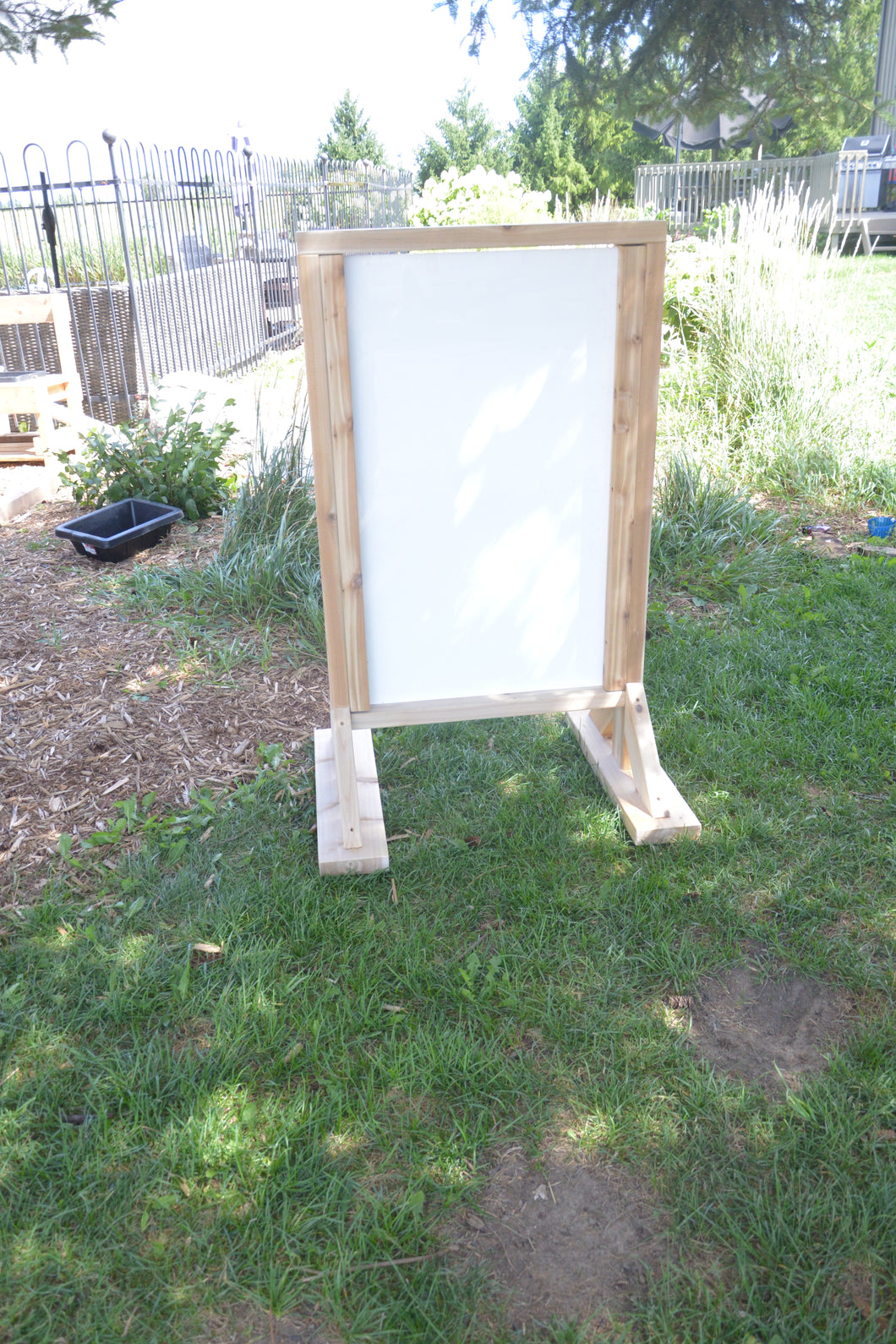Outdoor White Board Easel Made from North American Cedar