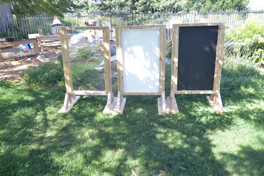 Art easels , chalk , acrylic and white board